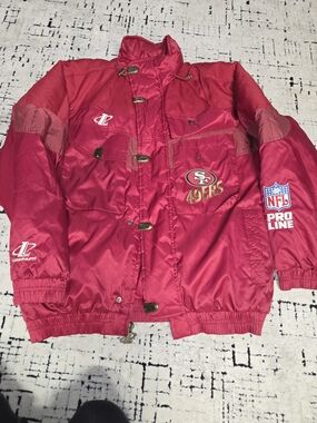 Vintage 90s San Francisco 49ers Logo Athletic Pro Line Jacket Puffer Coat Size [